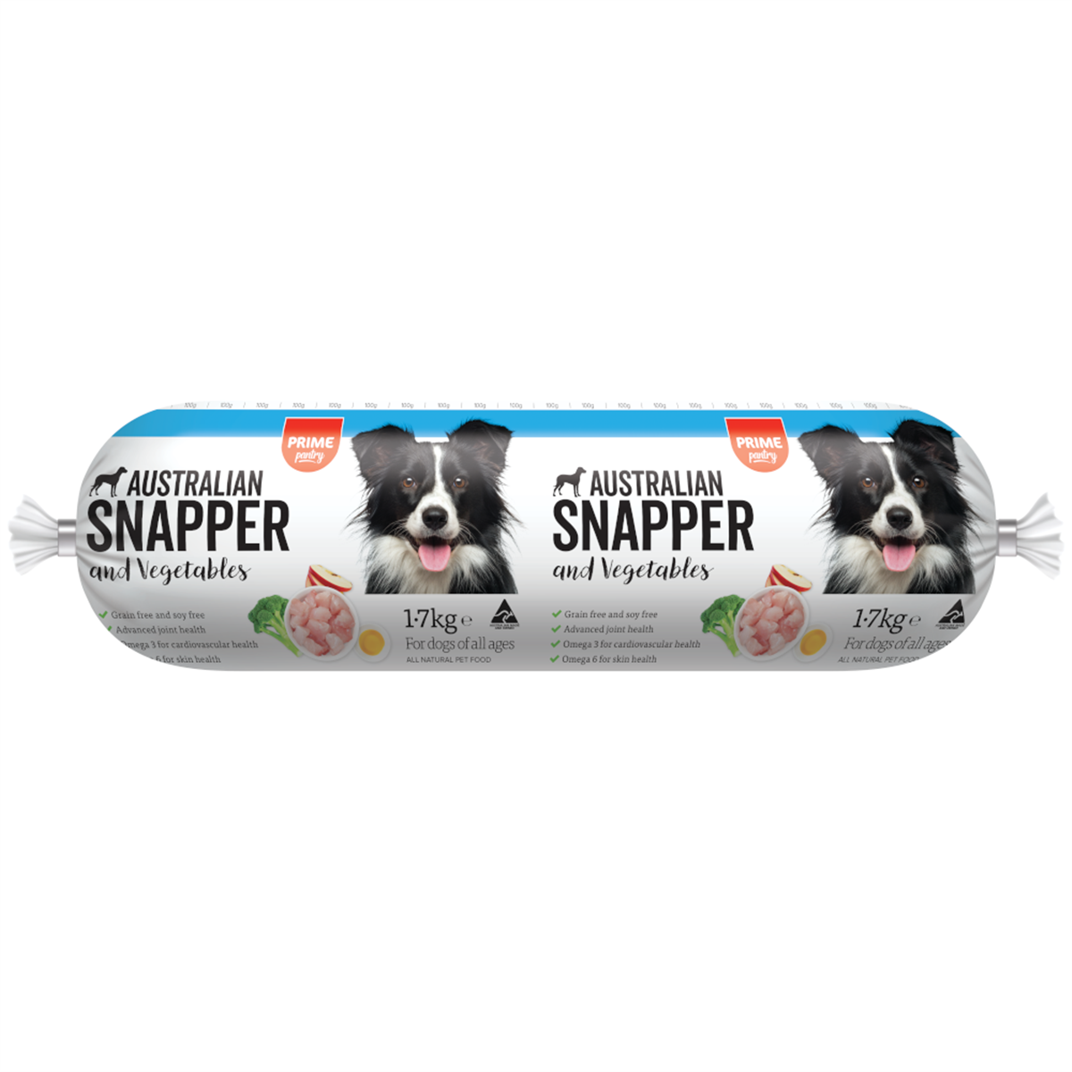 Prime100 Australian Snapper & Vegetable Roll Dog Food Raymonds Warehouse
