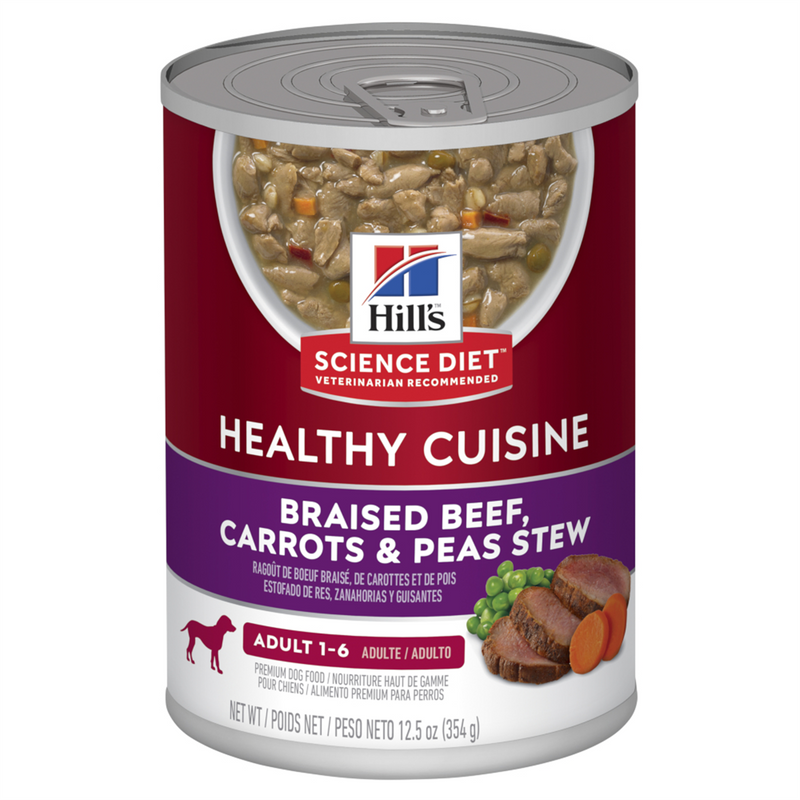 Hill's Healthy Cuisine Braised Beef Carrots & Peas Stew Dog Food 354g