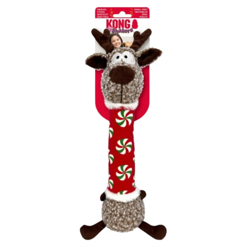 KONG Shakers Luvs Holiday Reindeer Dog Toy