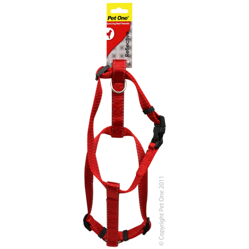 Pet One Reflective Nylon Dog Harness Red 40 - 65cm