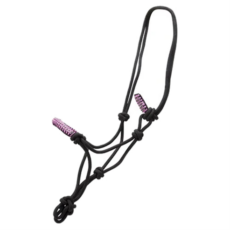 Texas-Tack Rope Horse Halter with Crystals Black/Pink