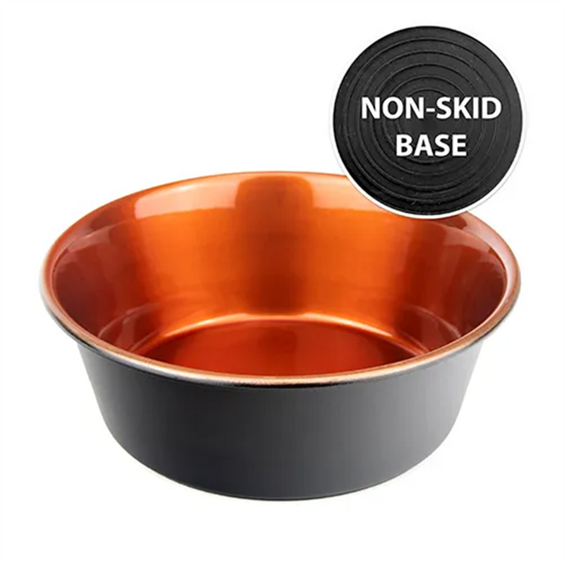 Bainbridge Stainless Steel Non Skid Dog Bowl Black & Copper