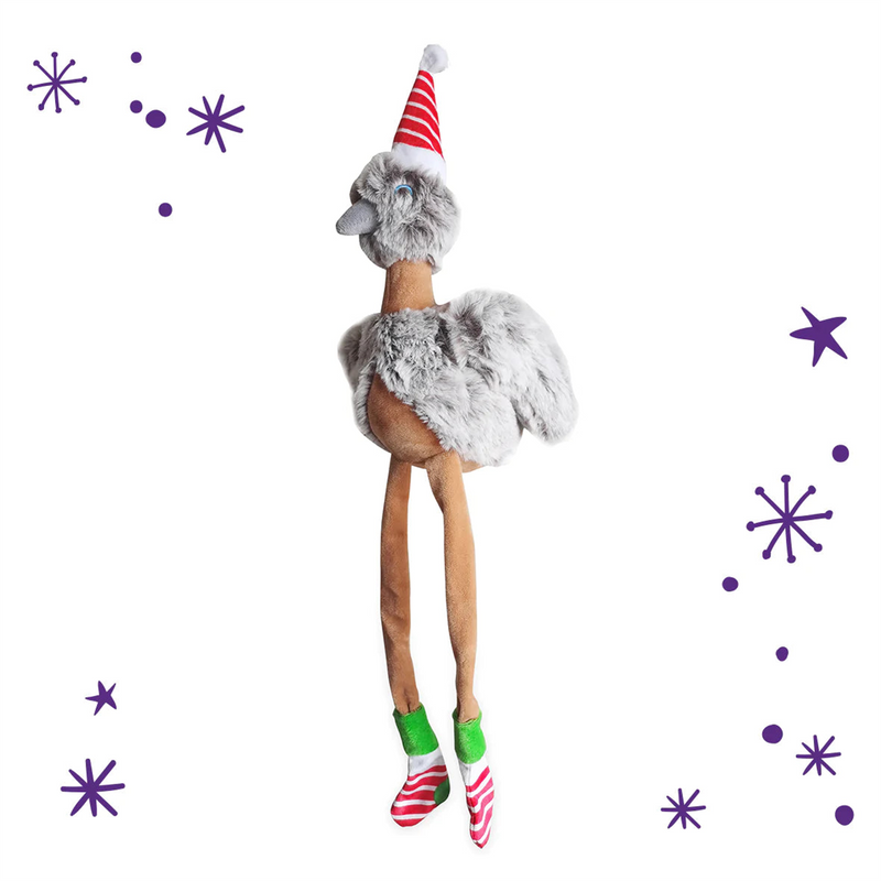 Kazoo Christmas Long Legged Emu Dog Toy