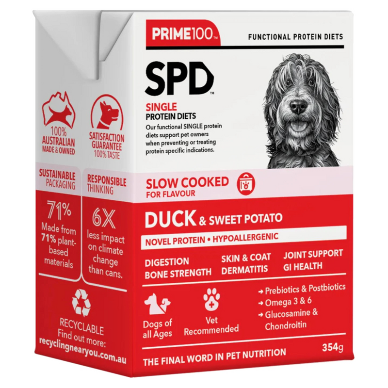 Prime 100 SPD Duck & Sweet Potato Slow Cooked Dog Food 354g