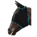 Showmaster Black Mesh Fly Mask with Ears Turquoise Pony
