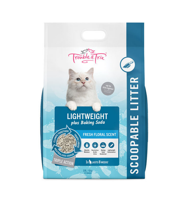 Trouble and Trix Lightweight Plus Baking Soda Scoopable Clumping Litter