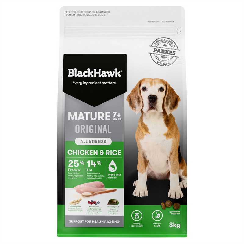 Black Hawk Chicken & Rice 7 Plus Mature Dog Food