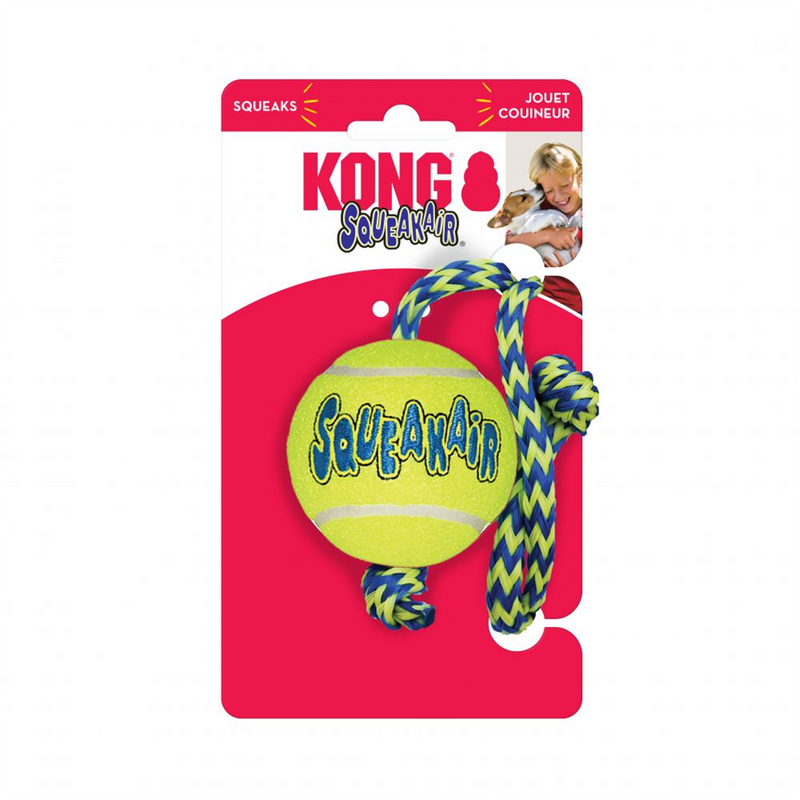 KONG SqueakAir Ball with Rope Dog Toy