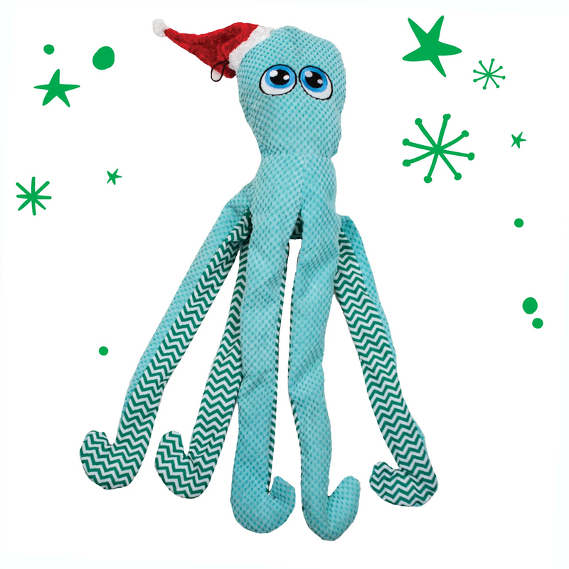 Kazoo Christmas Crinkle Octopus Dog Toy