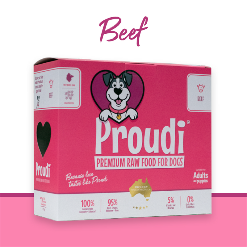 Proudi Premium Raw Beef Patties for Dogs
