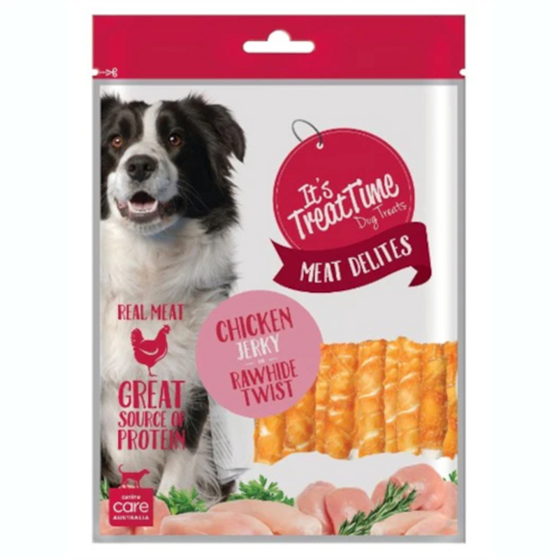 It's Treat Time Dry Chicken Jerky & Rawhide Twist Dog Treats