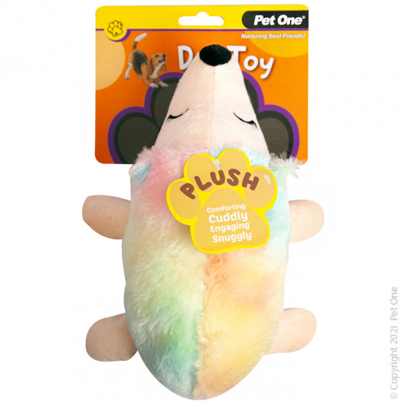 Pet One Plush Rainbow Squeaky Unihog 26cm