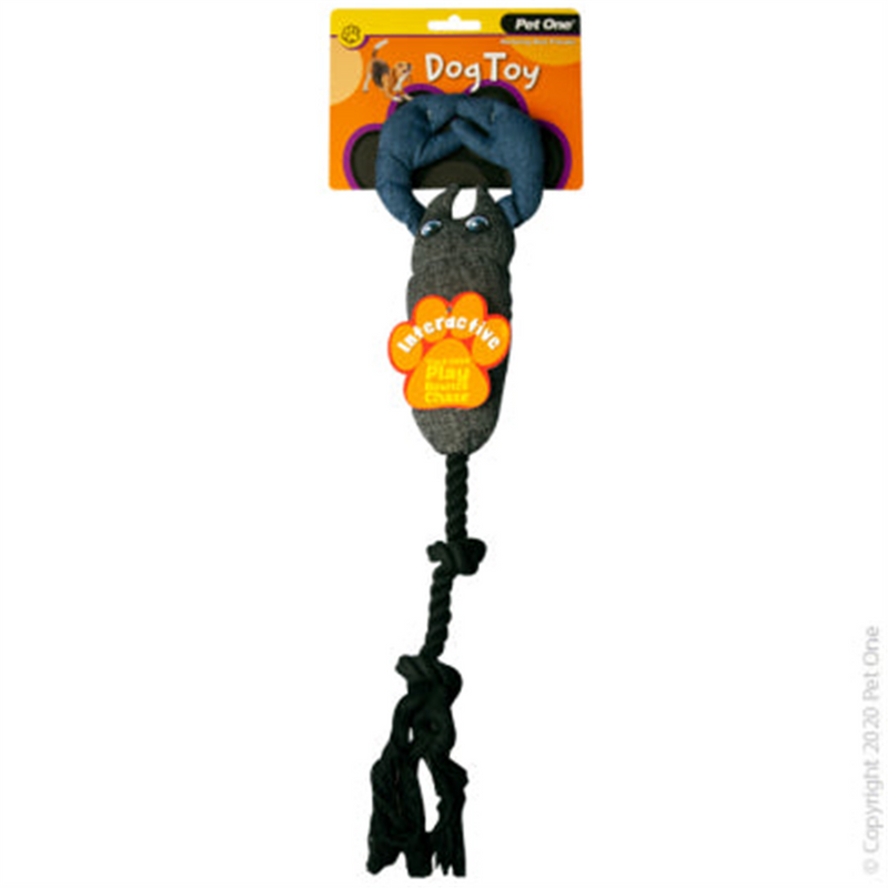 Pet One Interactive Grey Blue Yabbie Dog Toy 29cm