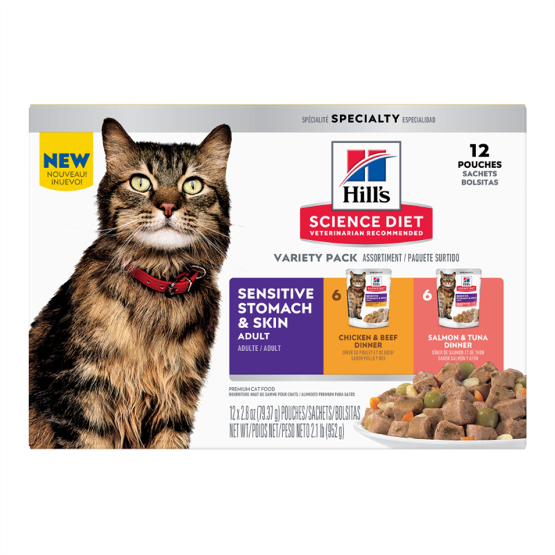 Hills Sensitive Stomach & Skin Variety Cat Food 80g 12pk