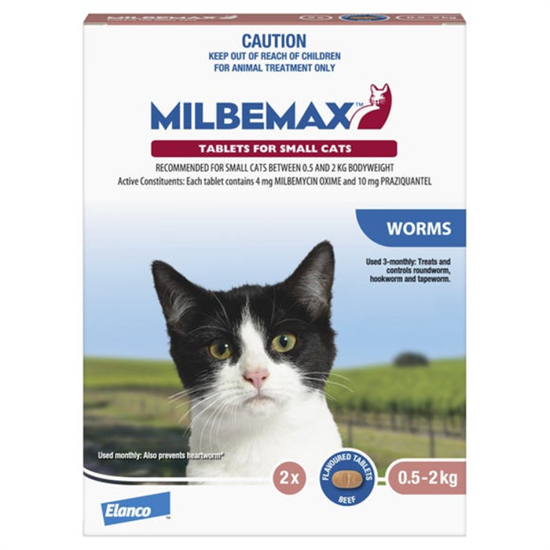 Elanco Milbemax Allwormer for Cats to 2kg 2pk Raymonds