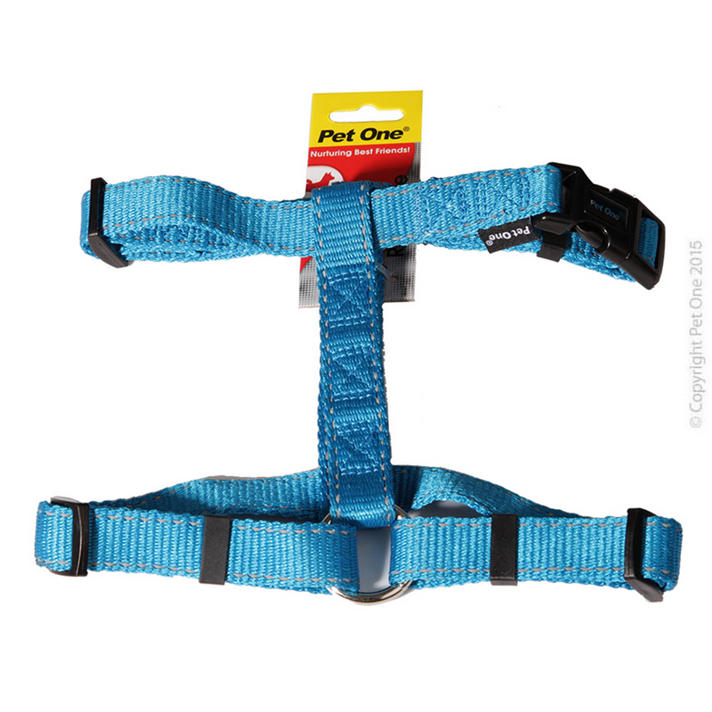 Pet One Reflective Nylon Dog Harness Aqua