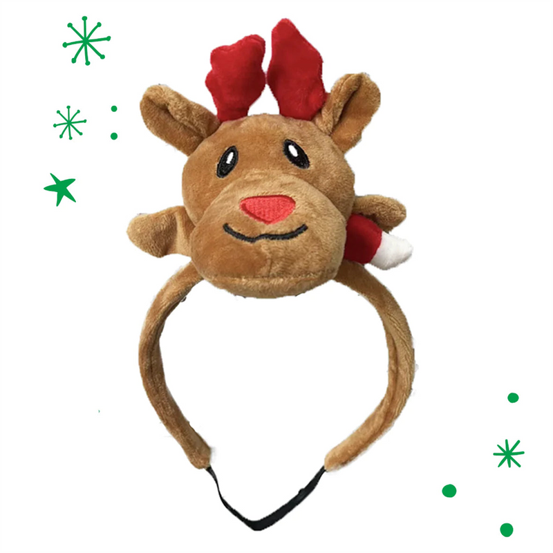 Kazoo Christmas Rudolph Reindeer Headband Dog Toy