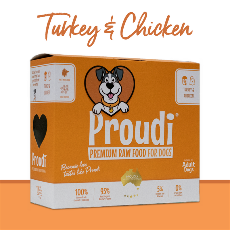 Proudi Premium Raw Turkey & Chicken Patties for Dogs