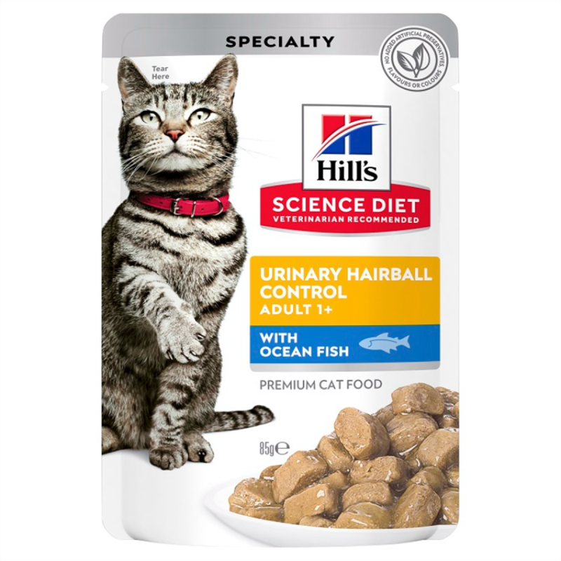 Hill's Urinary Hairball Control Ocean Fish Cat Food 85g