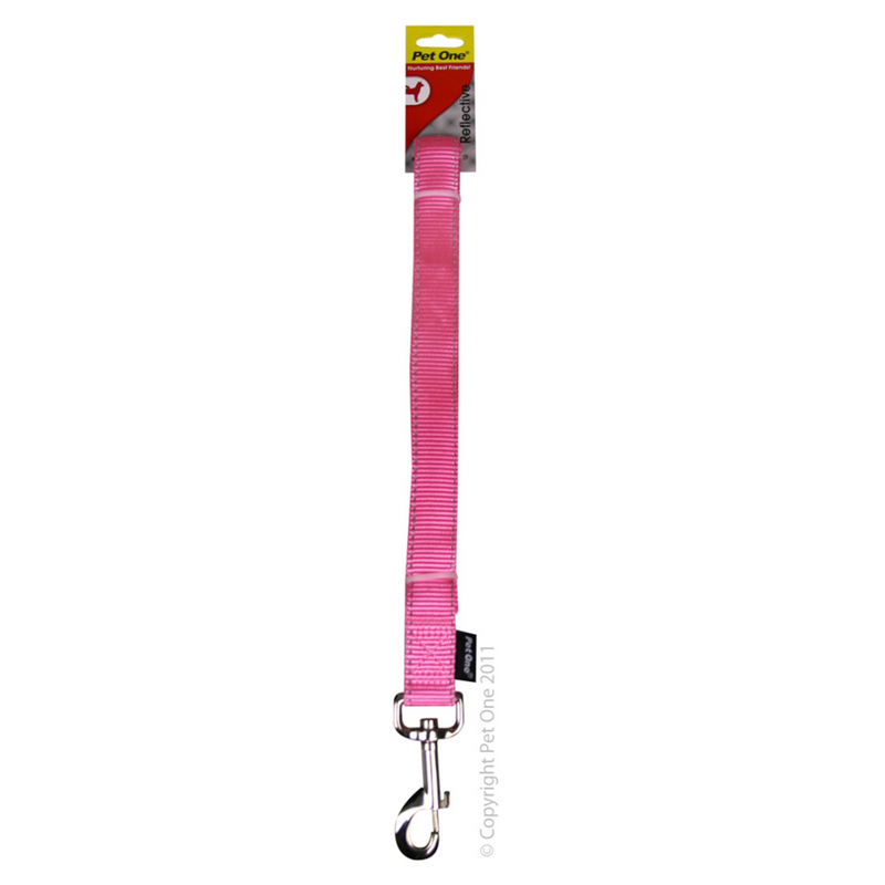 Pet One Reflective Nylon Dog Lead Pink