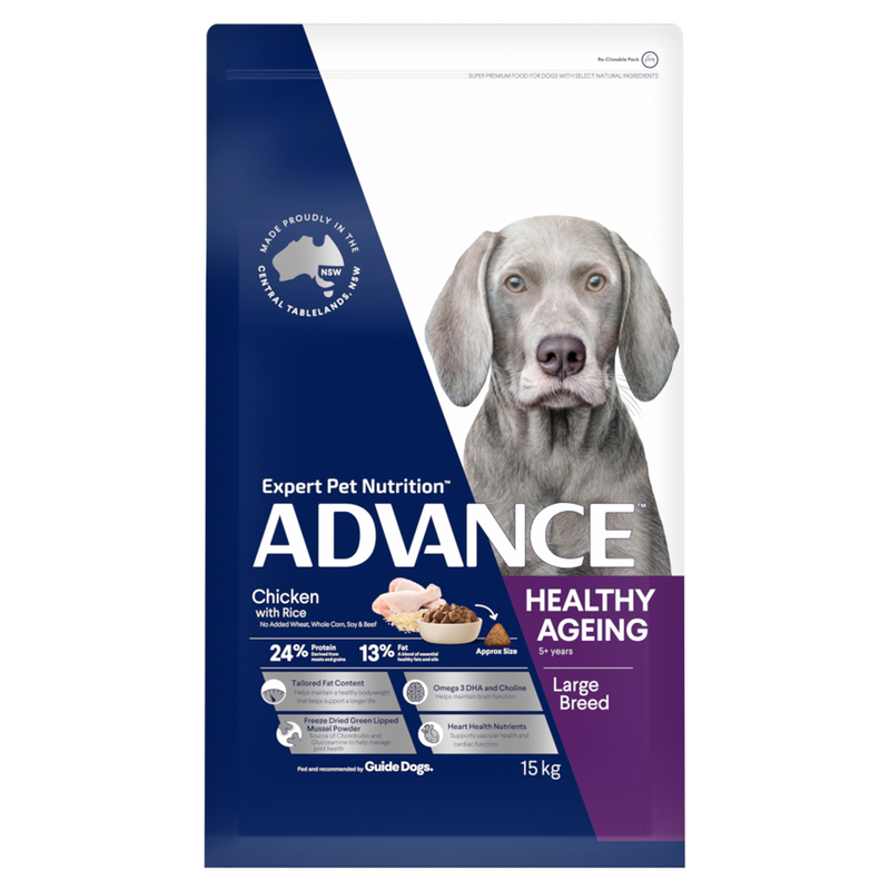 Advance Chicken & Rice Healthy Ageing Large Dog Food 15kg