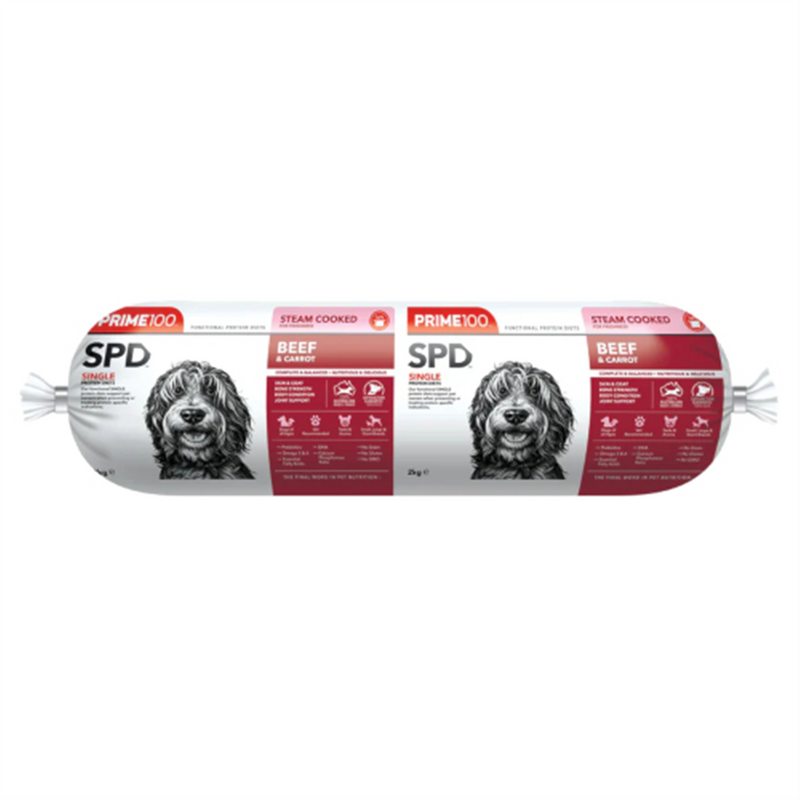 Prime100 Beef & Carrot Dog Food Roll 2kg