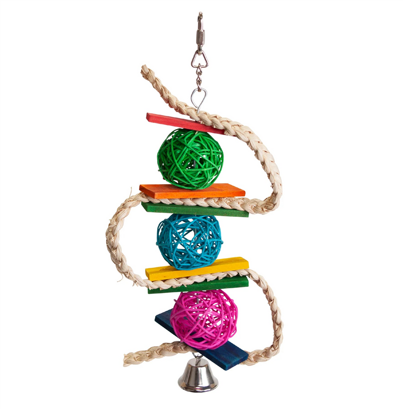 Kazoo Snake Wicker Ball and Bell Bird Toy