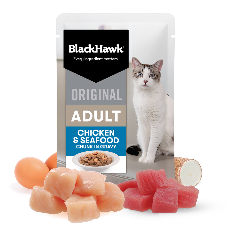 Black Hawk Chicken & Seafood in Gravy Cat Food 85g