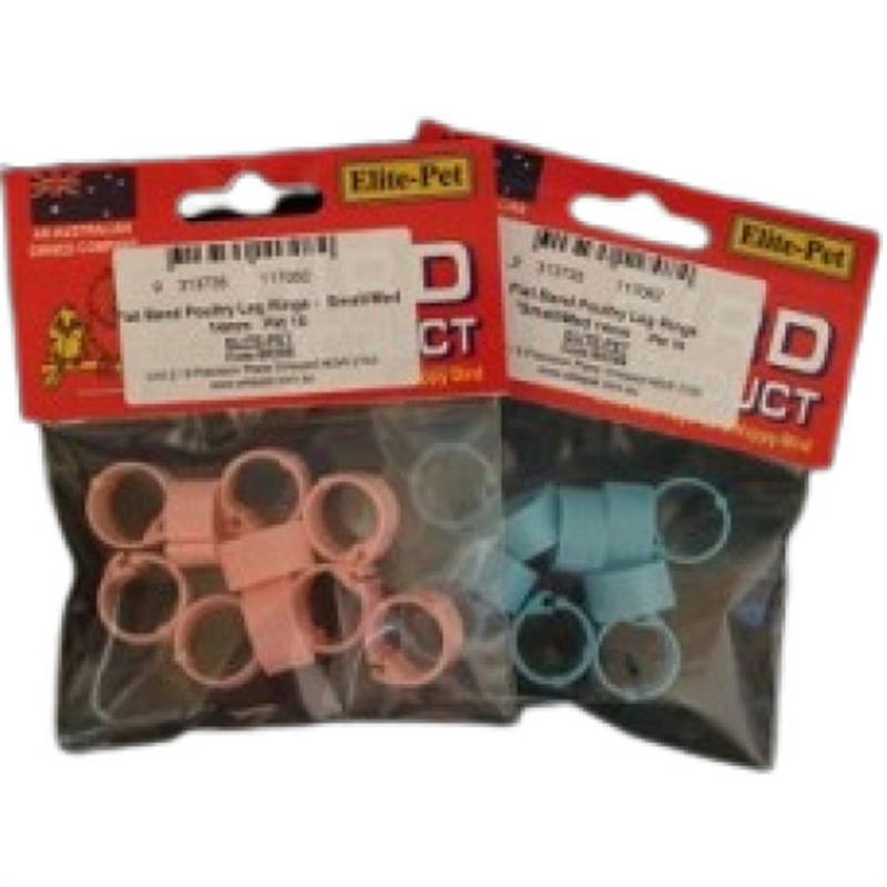 Elite Plastic Bantam Leg Rings/Small Poultry - Flat Band - Pkt 10