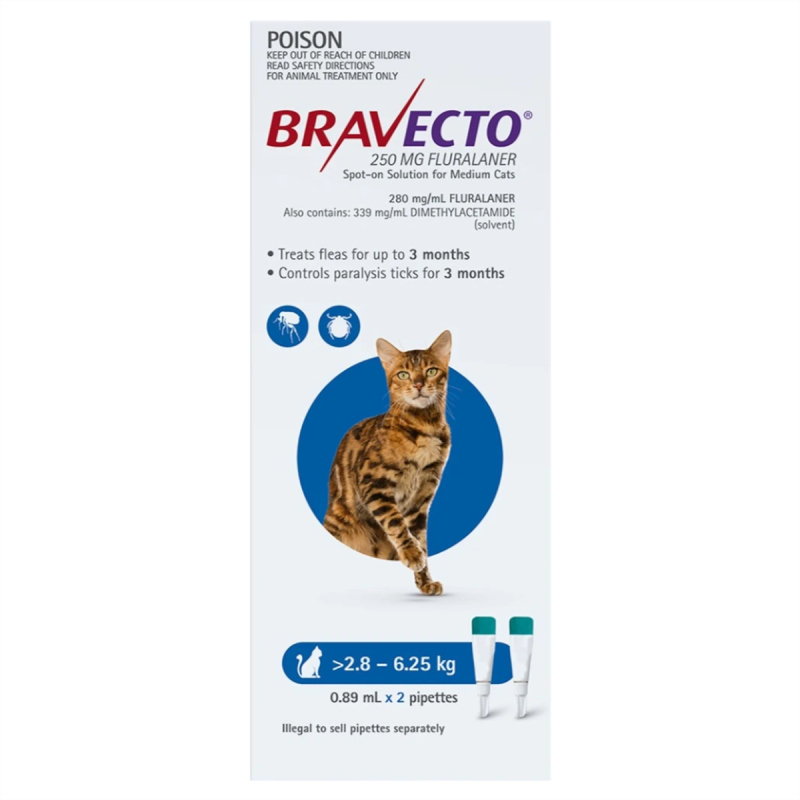 Bravecto Spot On for Cats 2.8 - 6.25kg 2pk