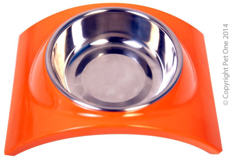 Pet One Slim Dog Bowl Orange Medium