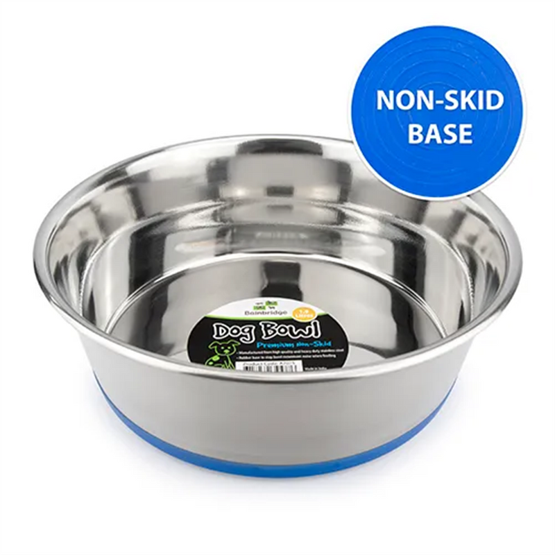 Bainbridge Stainless Steel Non Skid Dog Bowl Blue