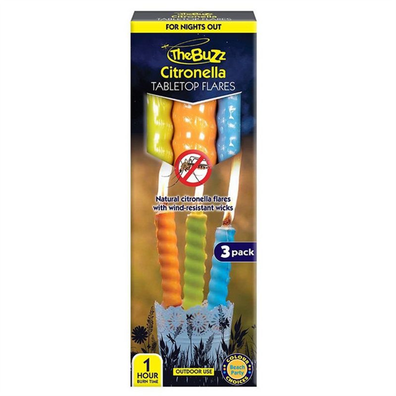 The Buzz Citronella TableTop Flares 3pk