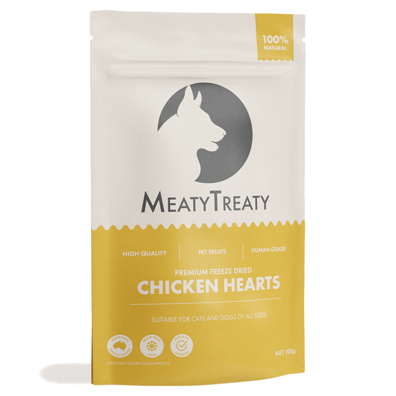 MeatyTreaty Freeze Dried Chicken Heart Dog Treats