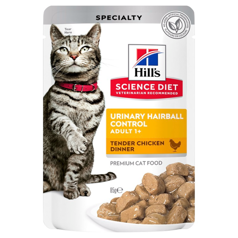 Hills Urinary Hairball Control Chicken Cat Food 85g