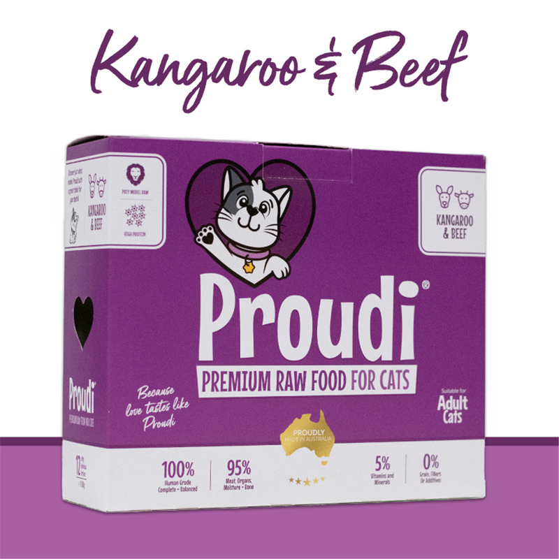 Proudi Premium Raw Kangaroo & Beef Patties for Cats