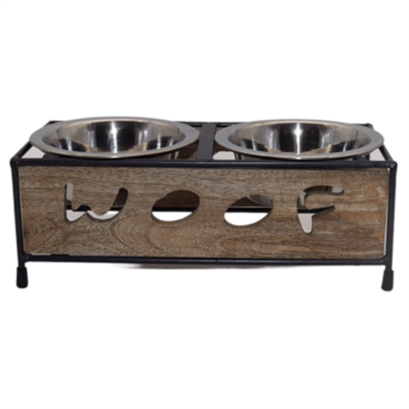 Loving Pets Wooden Diner Woof Cut Dog Bowls