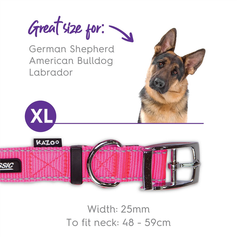 Kazoo Classic Buckle Dog Collar Pink