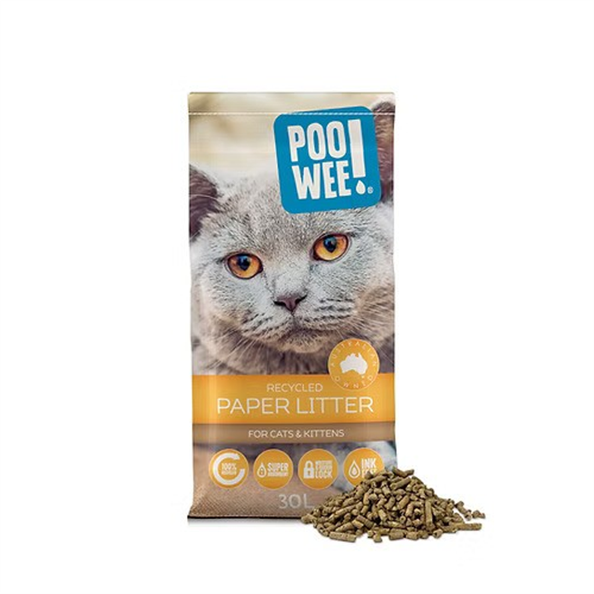 PooWee Recycled Paper Cat Litter 30L | Raymonds Warehouse
