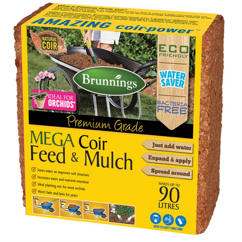 Brunnings Mega Coir Feed & Mulch Block 90L