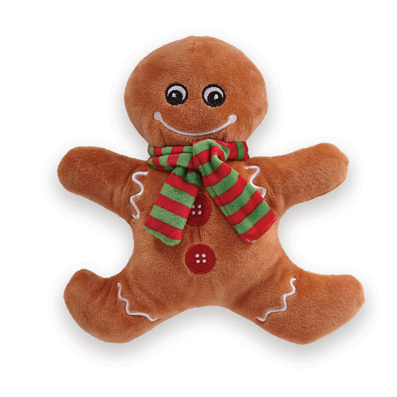 Kazoo Christmas Plush Gingerbread Man Dog Toy