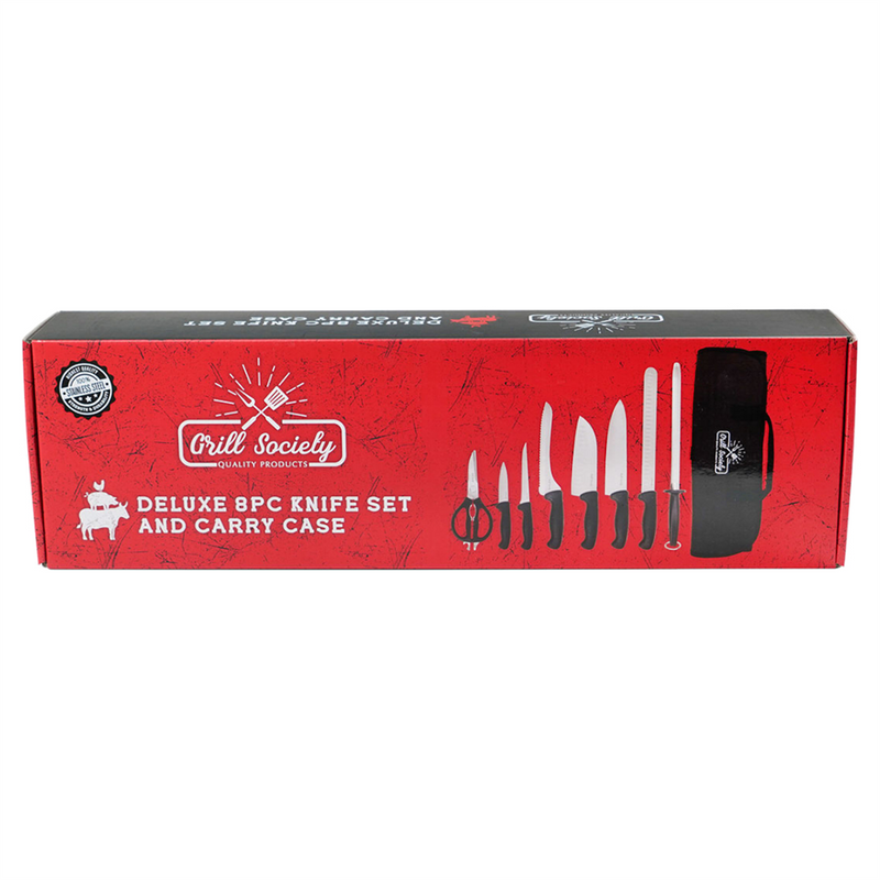 Grill Society Deluxe 8pc Knife Set & Carry Case
