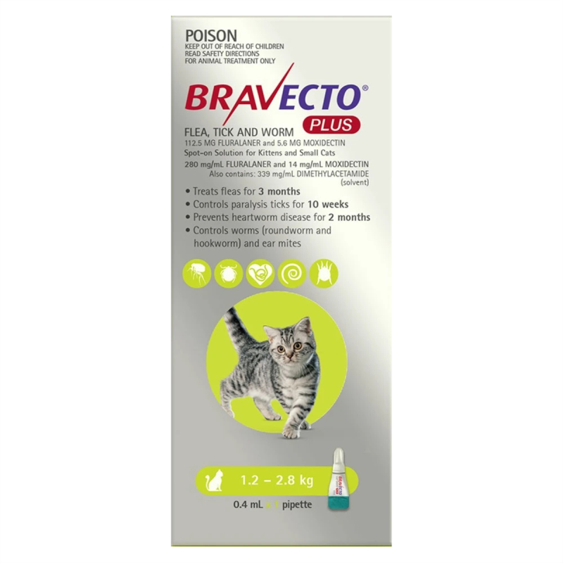 Bravecto Plus for Cats 1.2 - 2.8kg 1pk
