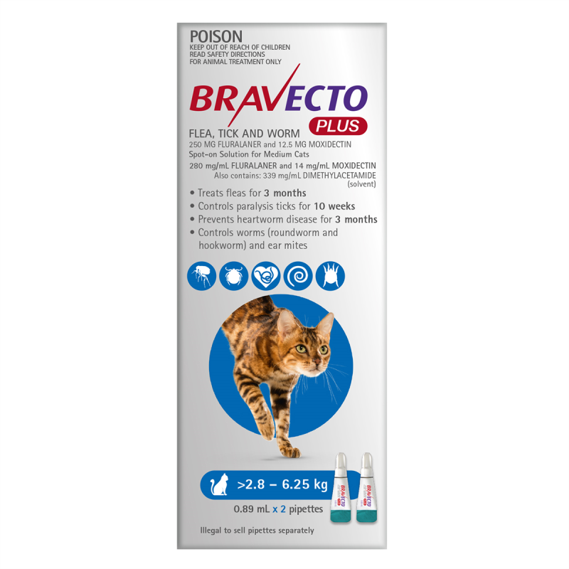 Bravecto Plus for Cats 2.8kg - 6.25kg