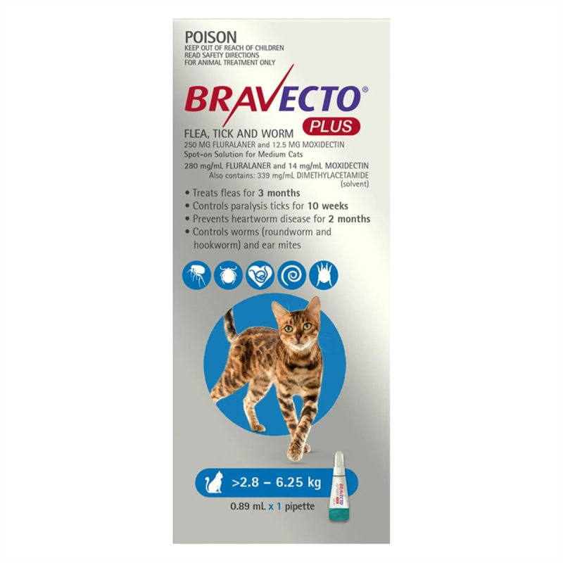 Bravecto Plus for Cats 2.8kg - 6.25kg