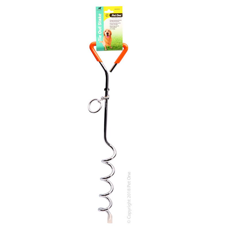 Pet One Tie Out Stake with Plastic Handle