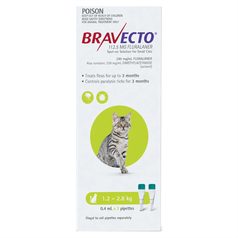 Bravecto Spot On for Cats 1.2 - 2.8kg 2pk