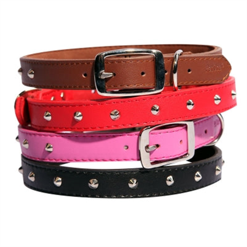 Pet One Studded Leather Dog Collar Pink