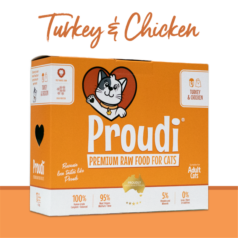 Proudi Premium Raw Turkey & Chicken Patties for Cats