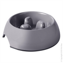 Pet One Round Melamine Slow Down Feed Bowl Grey